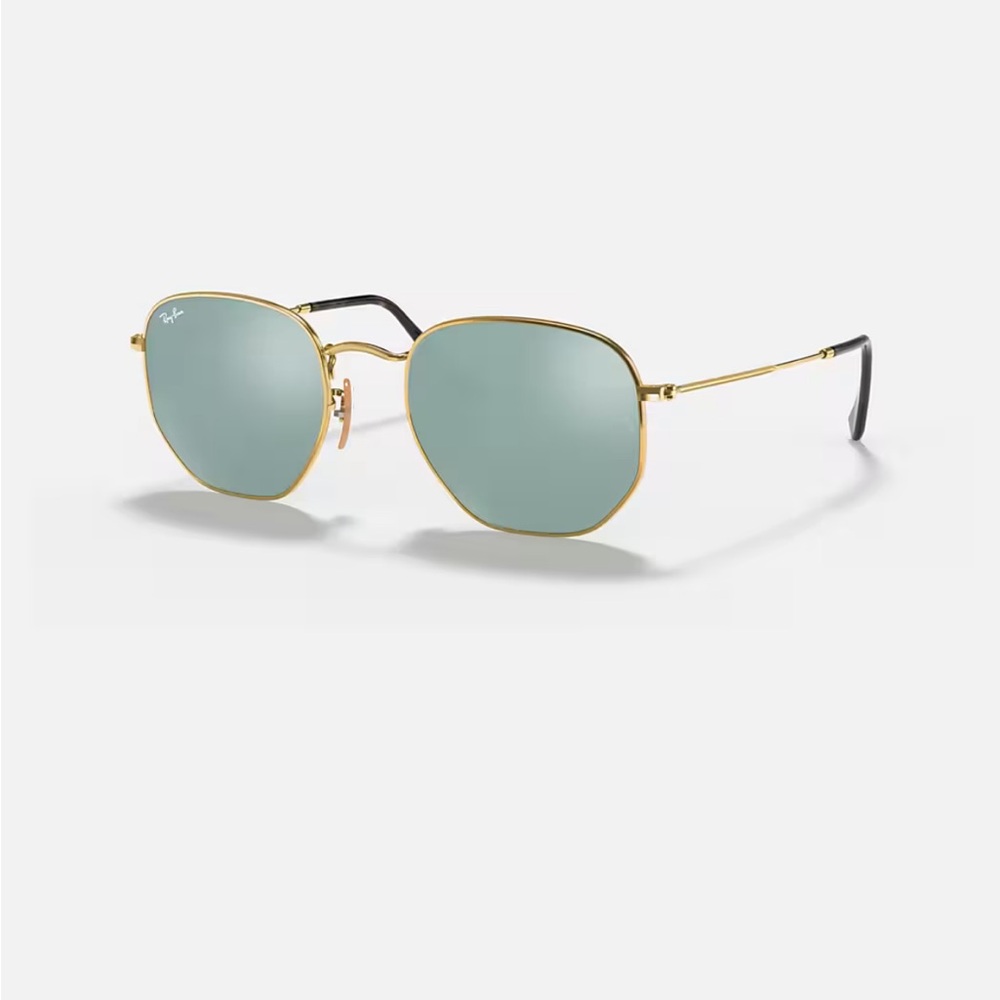 Ray-Ban Hexagonal Flat Lenses Sunglasses Silver Flash, Gold Frame